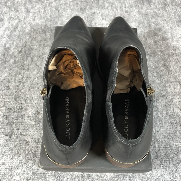 Lucky Brand Koben Ankle Booties Womens 8 M Black Leather Zip Block Heel LK-KOBEN - Picture 8 of 16